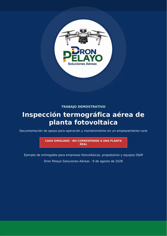 Portada del trabajo demostrativo de inspección termográfica de planta fotovoltaica